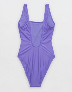 Aerie Astrology Babewatch One Piece Swimsuits Purple | 4906YITNZ