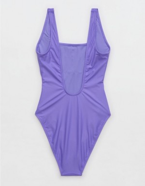 Aerie Astrology Babewatch One Piece Swimsuits Purple | 9386DMAHJ