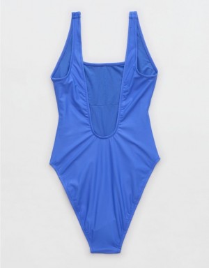 Aerie Astrology Babewatch One Piece Swimsuits Blue | 9267PZMKX