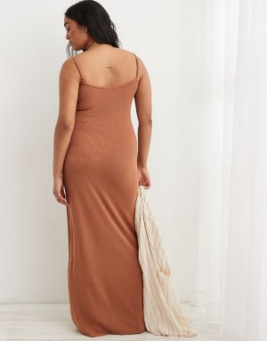 Aerie Bodycon Maxi Dress Brown | 8650MZCXO