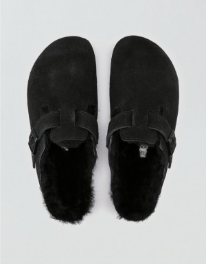 Aerie Boston Shearling Clogs Black | 5427ETRVJ