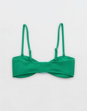 Aerie Crinkle Bandeau Bikini Top Green | 4591AJUSM