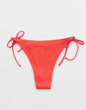 Aerie Crinkle Cheekiest Tie Bikini Bottom Red | 2397JVIZU