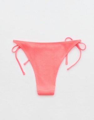 Aerie Crinkle Cheekiest Tie Bikini Bottom Coral / Orange | 3876QEPRI