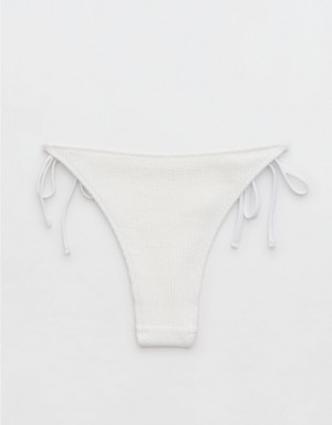 Aerie Crinkle Cheekiest Tie Bikini Bottom White | 4829WFQVB