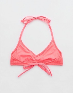 Aerie Crinkle Halter Voop Bikini Top Coral / Orange | 8034PEKQX