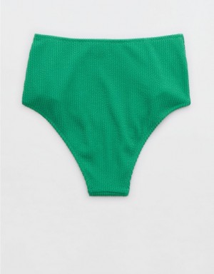 Aerie Crinkle High Waisted Cheeky Bikini Bottom Green | 4179PAGCQ