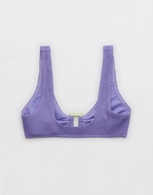 Aerie Crinkle Wide Strap Scoop Bikini Top Purple | 2351GZICS