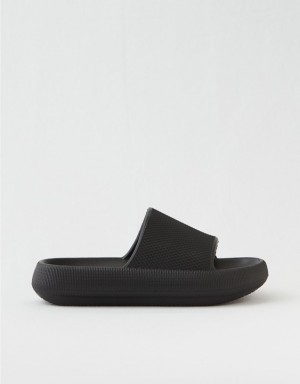 Aerie Cushionaire Feather Slides Black | 4301TXLCB