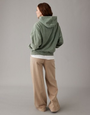 Aerie Fleece Hoodie Olive | 8067IDQPS