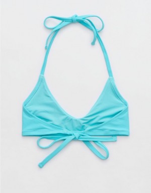 Aerie Halter Voop Bikini Top Blue | 8195ELGIO