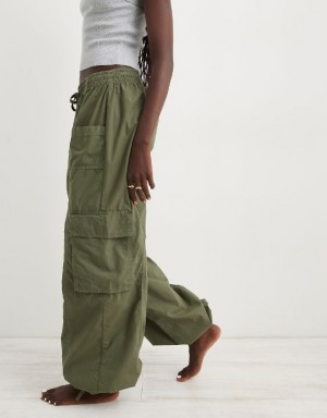 Aerie High Waisted Go-For-Itgy Cargo Pants Olive | 4935KDFHY