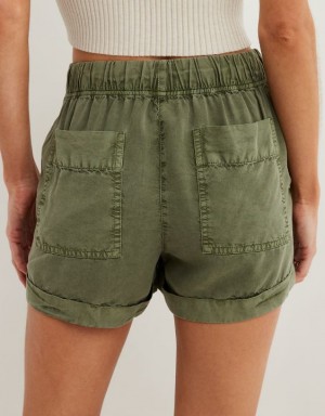 Aerie High Waisted Tie Waist Shorts Olive | 9361QJIKT