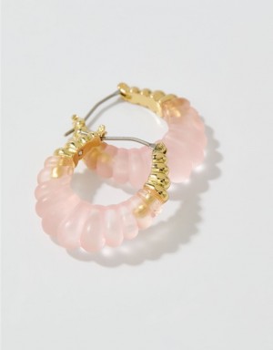 Aerie Matte Croissant Hoop Jewelry Pink | 9374KVBMP