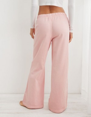 Aerie Me-Day Tie Waist Pants Pink | 6549UWAGQ