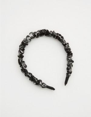 Aerie Metallic Scrunch Hair Accessories Black | 2453SAHOL