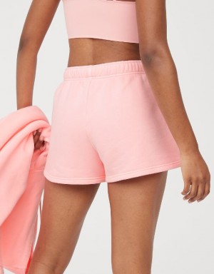 Aerie OFFLINE By Cloud Fleece Shorts Pink | 5284YSWEQ