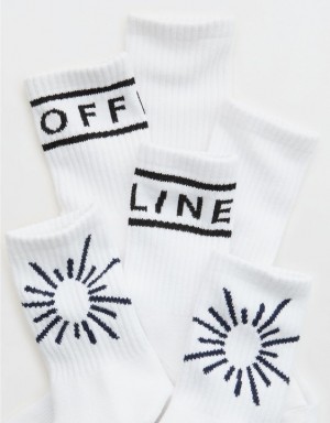 Aerie OFFLINE By Crew 3-Pack Socks White | 8123THLQY