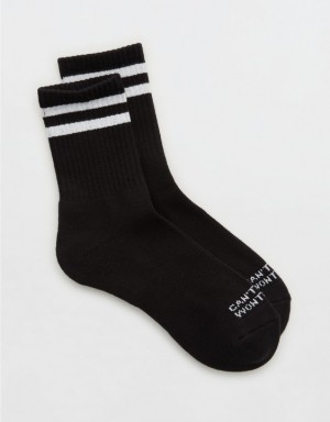 Aerie OFFLINE By Crew Socks Black / Stripes | 5318VPEFW