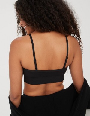 Aerie OFFLINE By Goals Ribbed Corset Sports Bras Black | 7058KXAOE