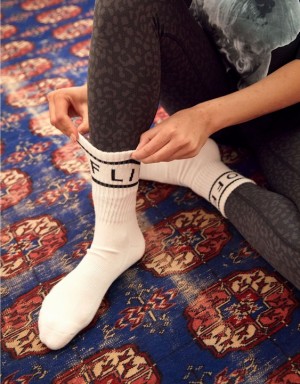 Aerie OFFLINE By Graphic Crew Socks White | 5368KOUEF