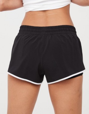 Aerie OFFLINE By Low Rise Hot Stuff Shorts Black | 4305CBFES