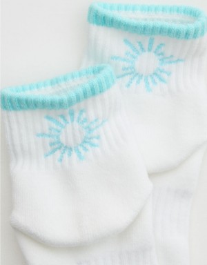 Aerie OFFLINE By Mesh Crew Socks White | 8561AJHDB