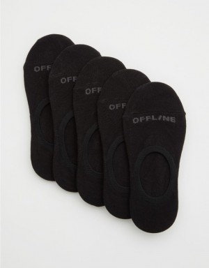 Aerie OFFLINE By No-Show 5-Pack Socks Black | 1806FKHZY