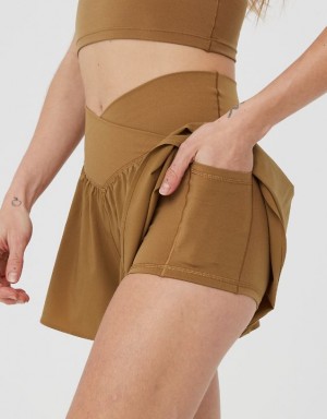 Aerie OFFLINE By Real Me Crossover Flowy Shorts Brown | 4187YTMBC