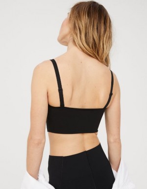 Aerie OFFLINE By Real Me Hold Up! Corset Sports Bras Black | 0513TNYFZ