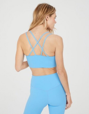 Aerie OFFLINE By Real Me Hold Up! Sports Bras Blue | 5697BNLSJ