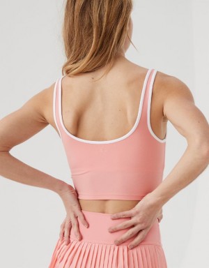 Aerie OFFLINE By Real Me Low Key Longline Sports Bras Pink | 9472PEFKV