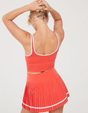 Aerie OFFLINE By Real Me Low Key Longline Sports Bras Red | 1904KXTWU