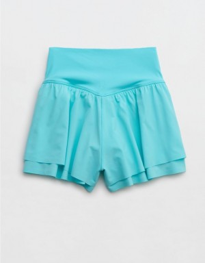 Aerie OFFLINE By Real Me Ruched Flowy Shorts Blue | 9058UATEQ