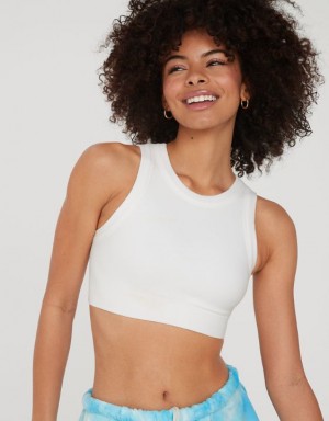 Aerie OFFLINE By Seamless High Neck Sports Bras White | 9467VDTNG