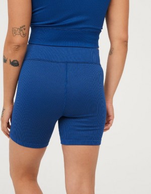 Aerie OFFLINE By Seamless V-Front 5" Bike Shorts Blue | 1862IKLEV