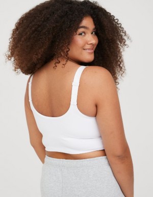 Aerie OFFLINE By The Hugger Longline Sports Bras White | 3428ZJWYX