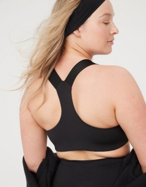 Aerie OFFLINE By The Hugger Racerback Sports Bras Black | 3150GBFRD