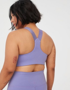 Aerie OFFLINE By The Hugger Racerback Sports Bras Purple | 9065UEDKZ