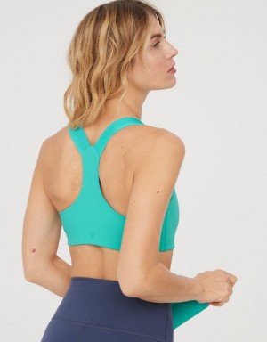 Aerie OFFLINE By The Hugger Racerback Sports Bras Turquoise | 8139JVABS