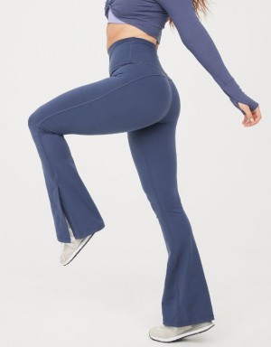 Aerie OFFLINE By The Hugger Split-Hemcut Leggings Blue | 3126GUATV