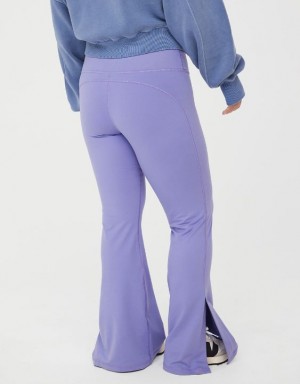 Aerie OFFLINE By The Hugger Split-Hemcut Leggings Purple | 2506WTYRB