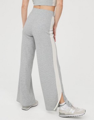 Aerie OFFLINE By Thumbs Up Heavyweight Ribbed Wide Leg Pants Grey | 2416GULOT