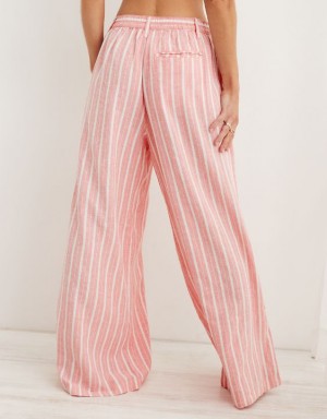 Aerie Pool-To-Party Linen Edition High Waisted Pants Coral | 0628WOVYH