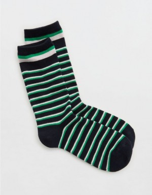 Aerie Real Soft® Crew Socks Black / Green | 4268MFJCS