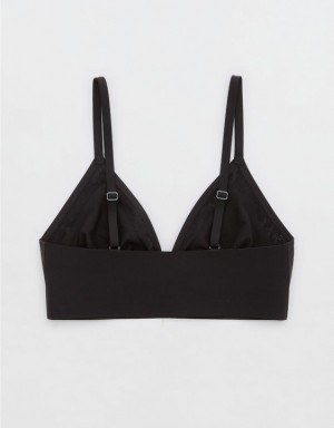 Aerie SMOOTHEZ Lace Trianglelette Bras Black | 0524ILOAU