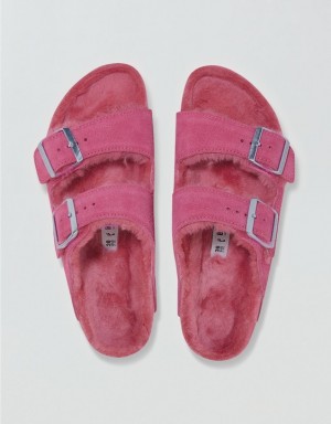 Aerie Shearling Arizona Sandals Pink | 1563KIXPW