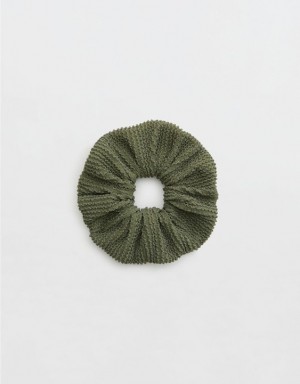 Aerie Shine Crinkle Swim Hair Accessories Olive | 7135MSEBR