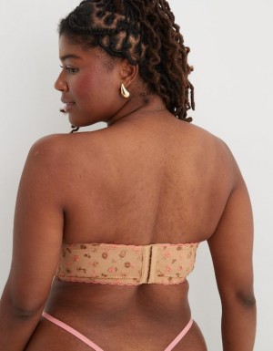 Aerie Show Off Embroidery Unlined Bras Brown / Pink | 2041CMEUX