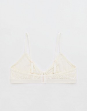 Aerie Show Off Lace Cut Outlette Bras White | 9260RHKDI